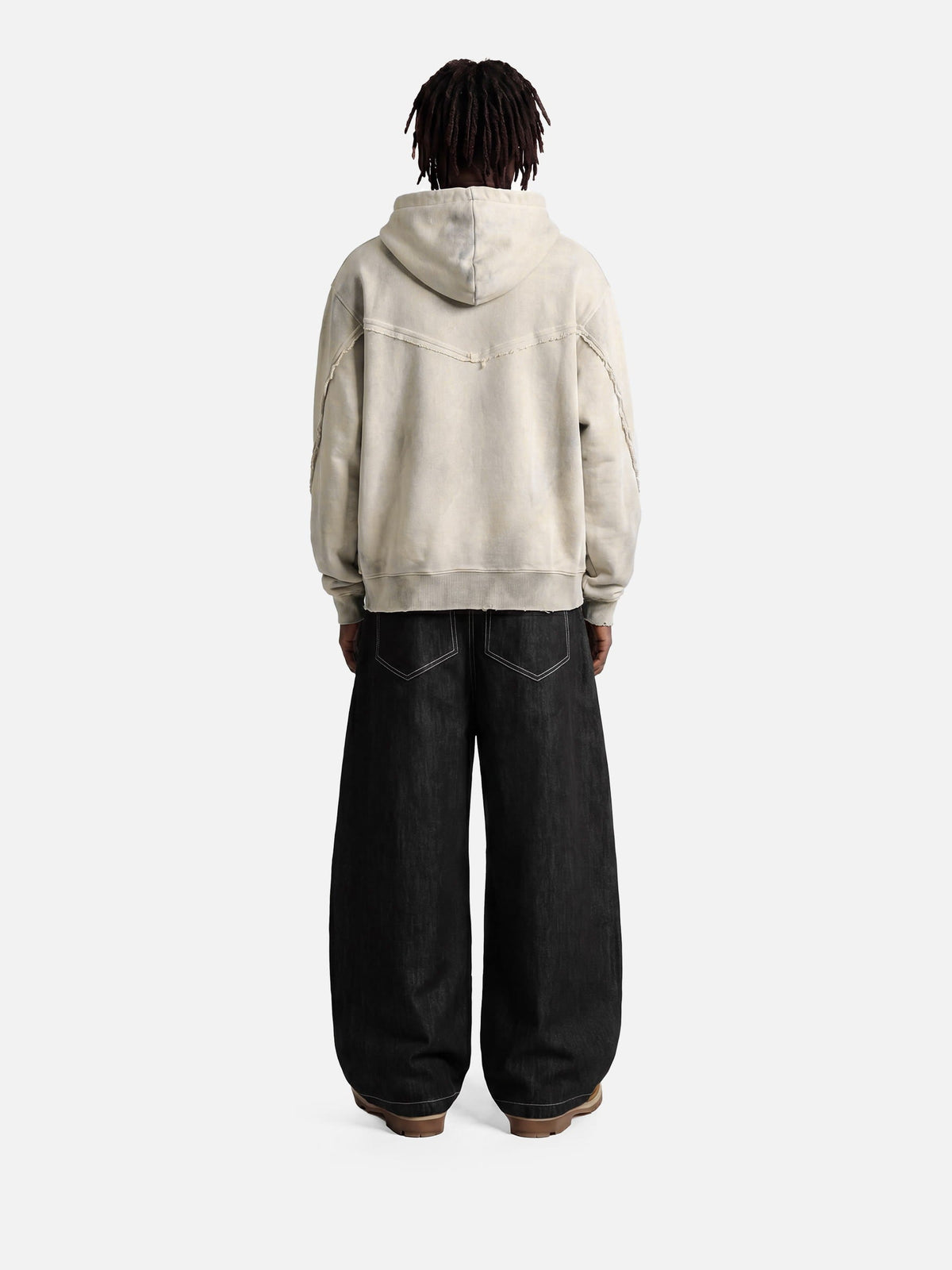 Washed Asymmetric Zip Up Hoodie Black - Aelfric Eden