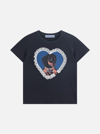 Lace Dog Tee Navy Blue - Aelfric Eden