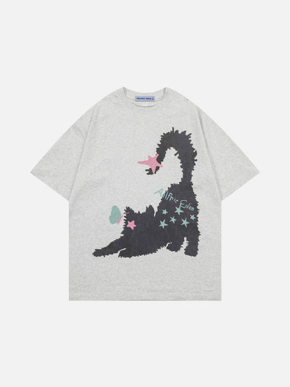Kitten Graphic Tee Light Grey - Aelfric Eden