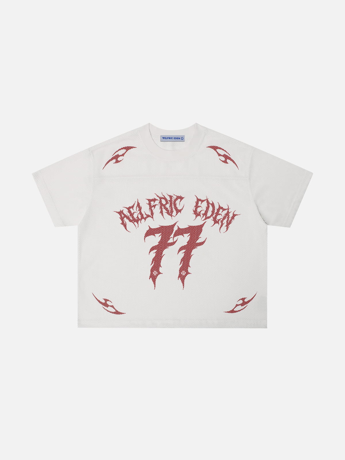 Boxy Gothic Flame Jersey Tee White - Aelfric Eden