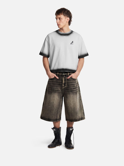 Boxy Spray Fade Star Tee Grey - Aelfric Eden