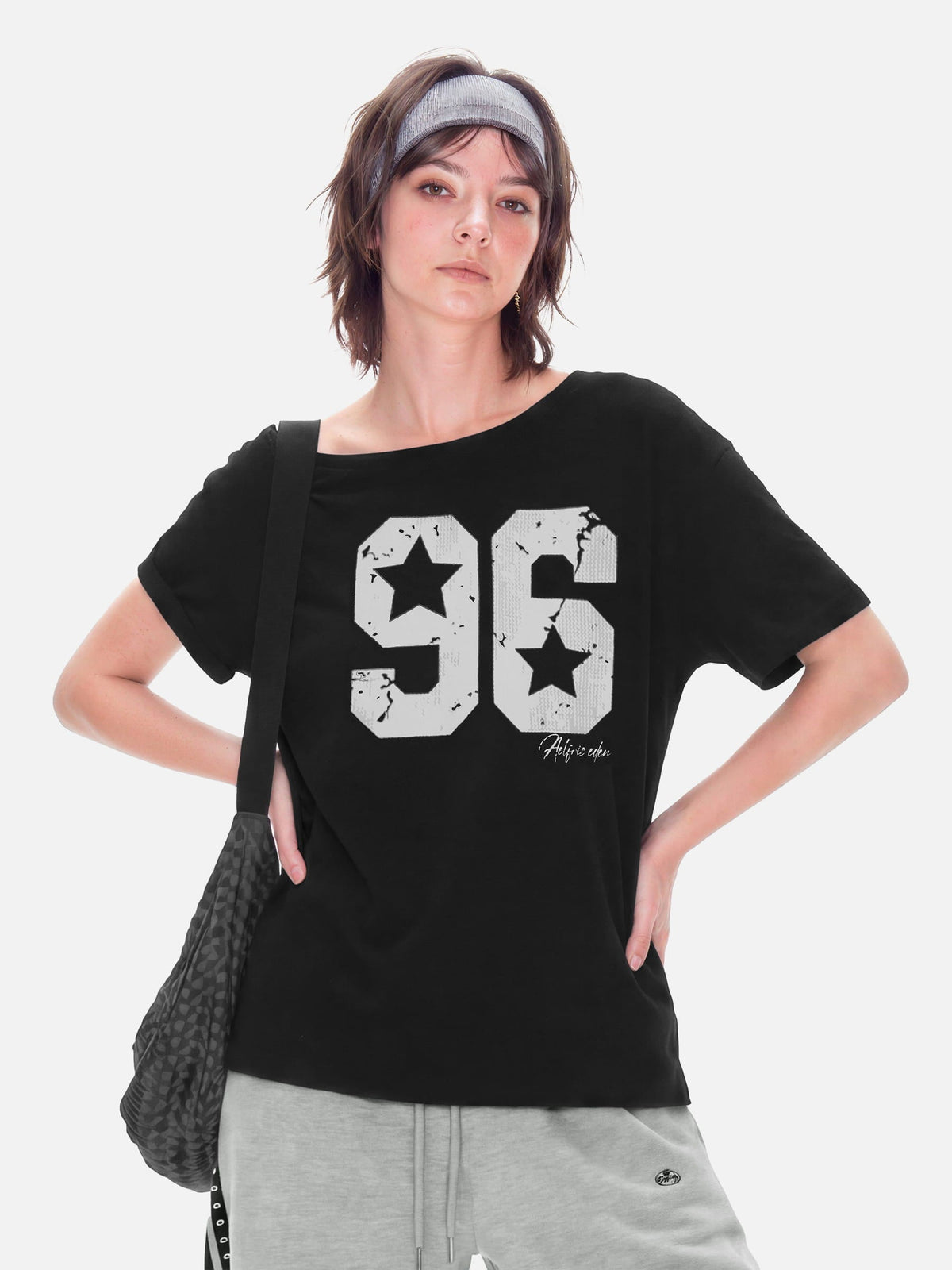 Star 96 Off-The-Shoulder Tee Black - Aelfric Eden