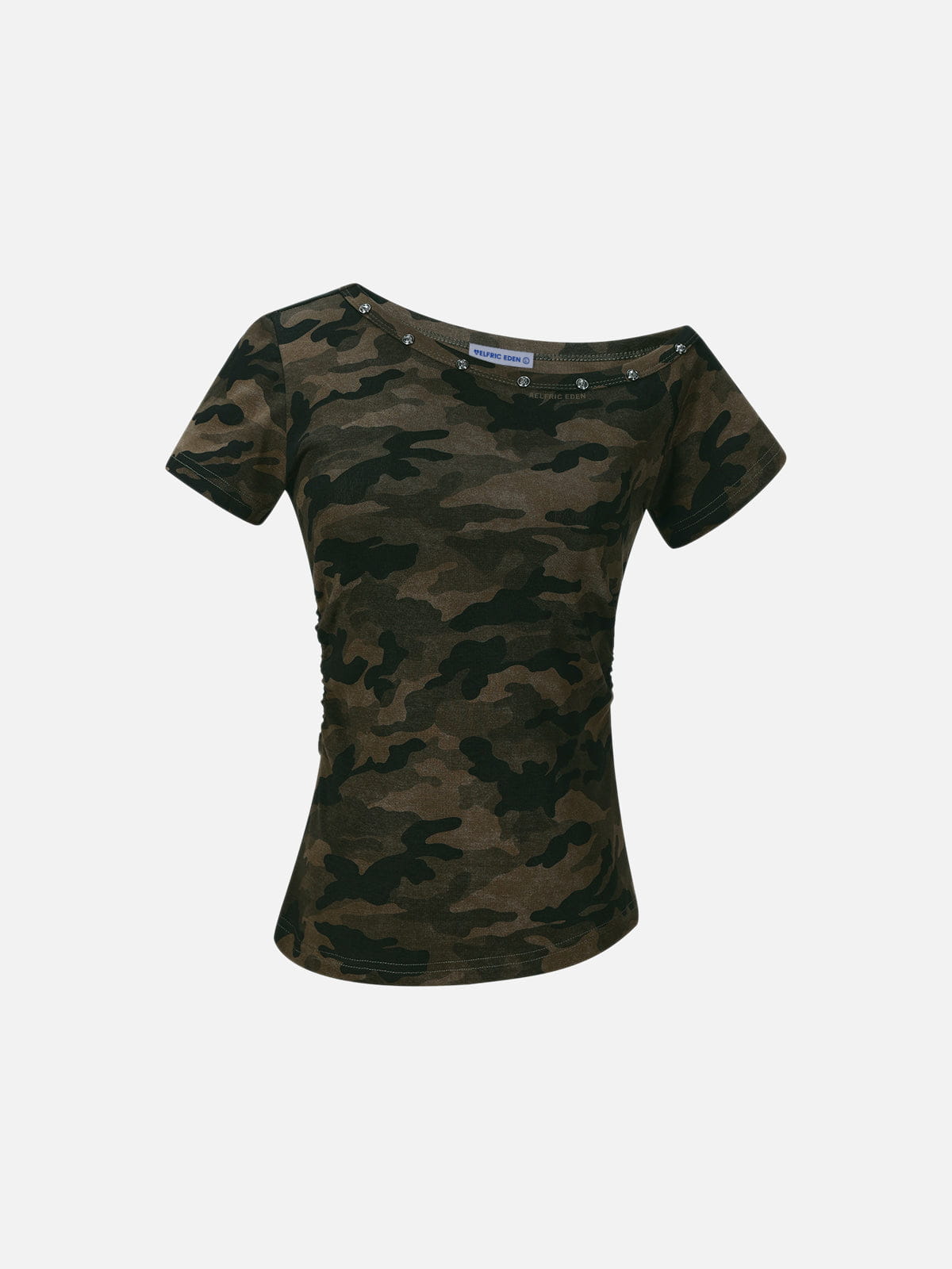 CAMO Off-The-Shoulder Baby Tee Camouflage - Aelfric Eden