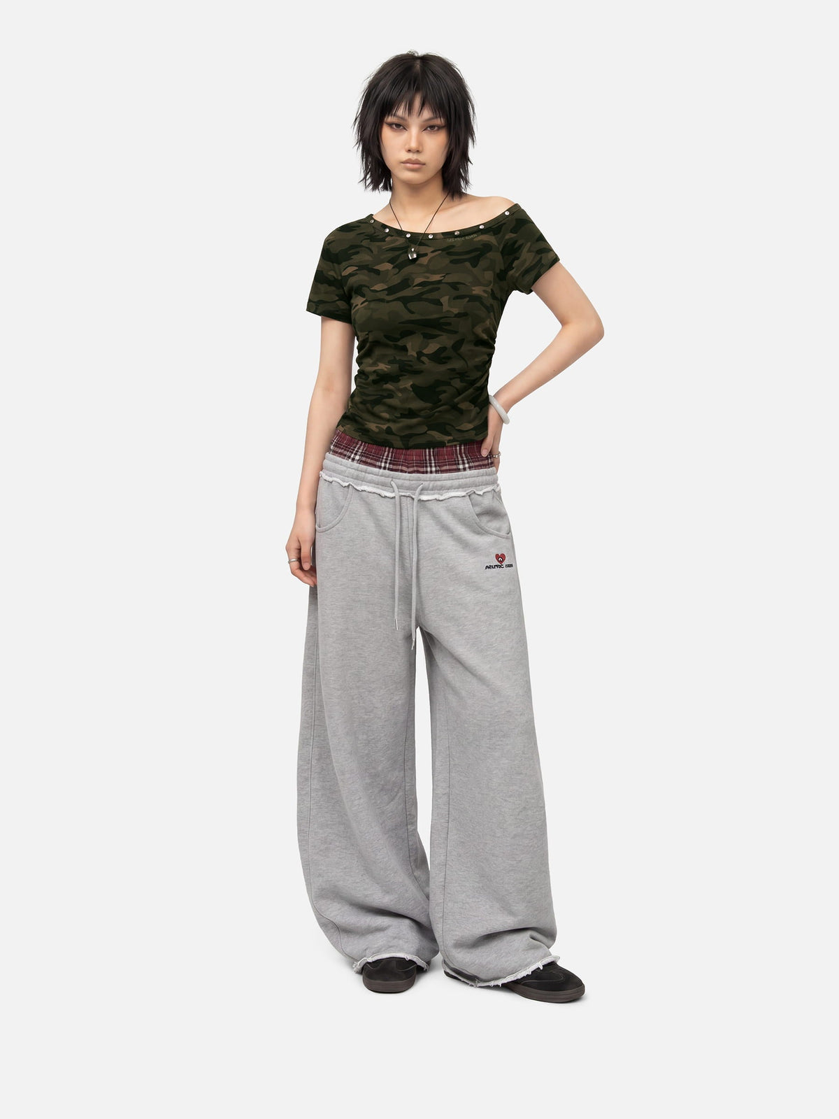 CAMO Off-The-Shoulder Baby Tee Camouflage - Aelfric Eden