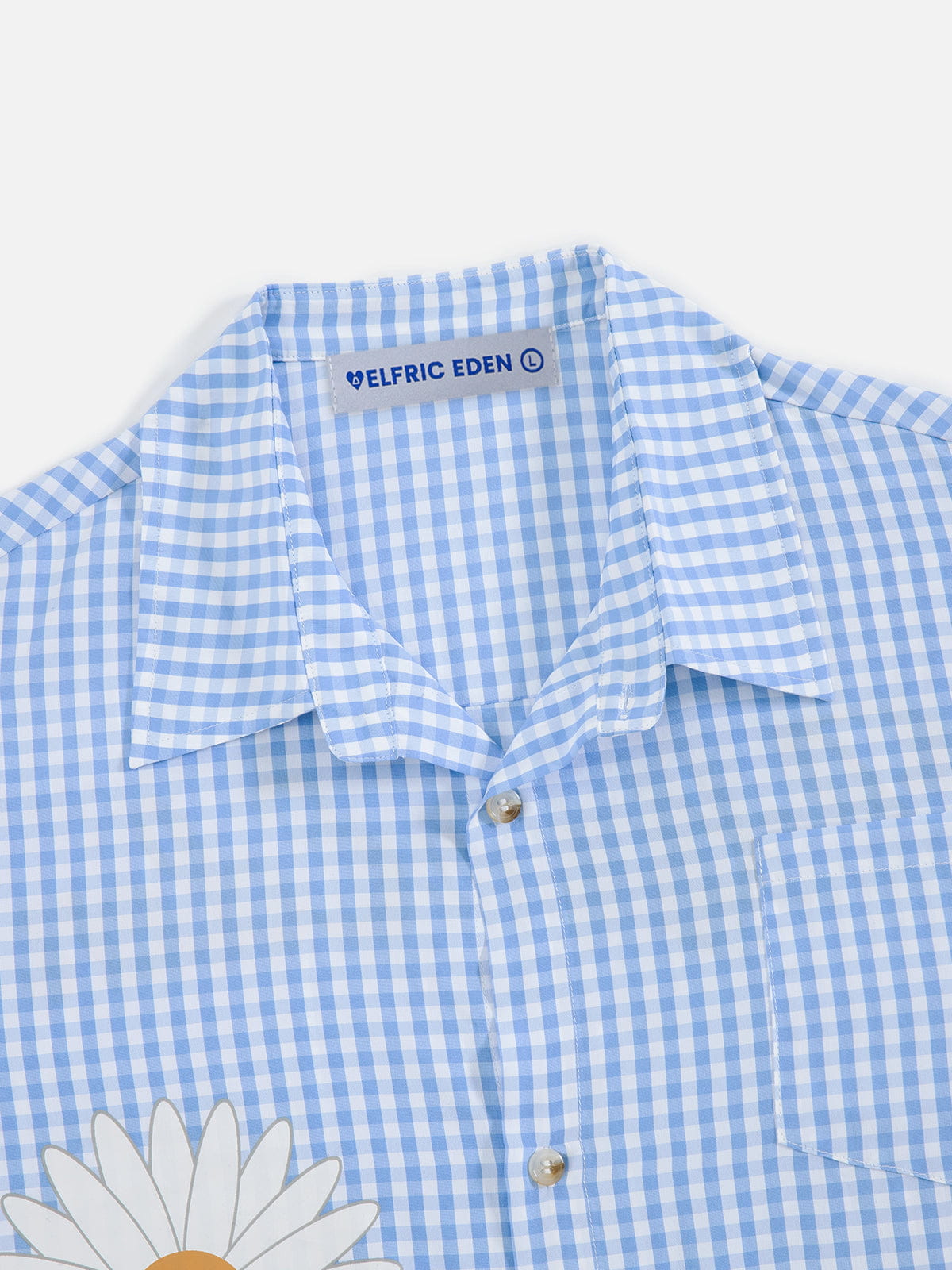 Boxy Daisy Gingham Short Sleeve Shirt Blue - Aelfric Eden