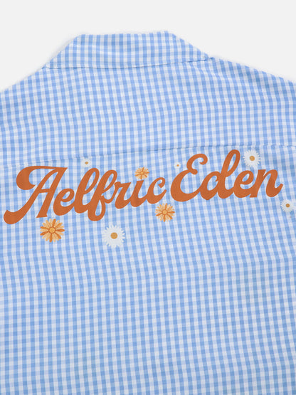 Boxy Daisy Gingham Short Sleeve Shirt Blue - Aelfric Eden