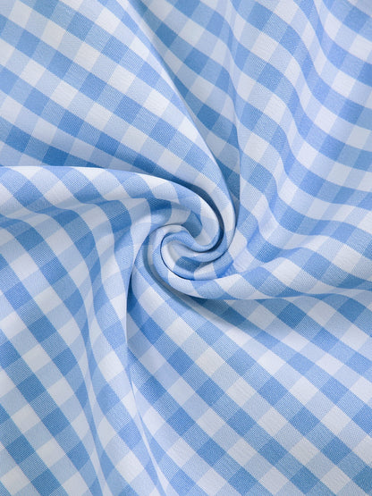 Boxy Daisy Gingham Short Sleeve Shirt Blue - Aelfric Eden