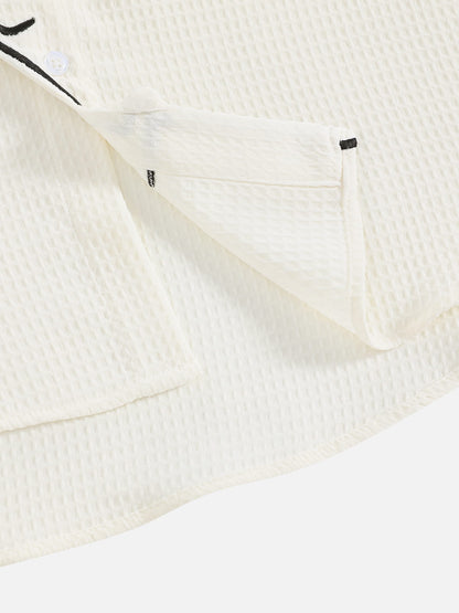 Boxy Dachshund Embroidery Short Sleeve Shirt White - Aelfric Eden