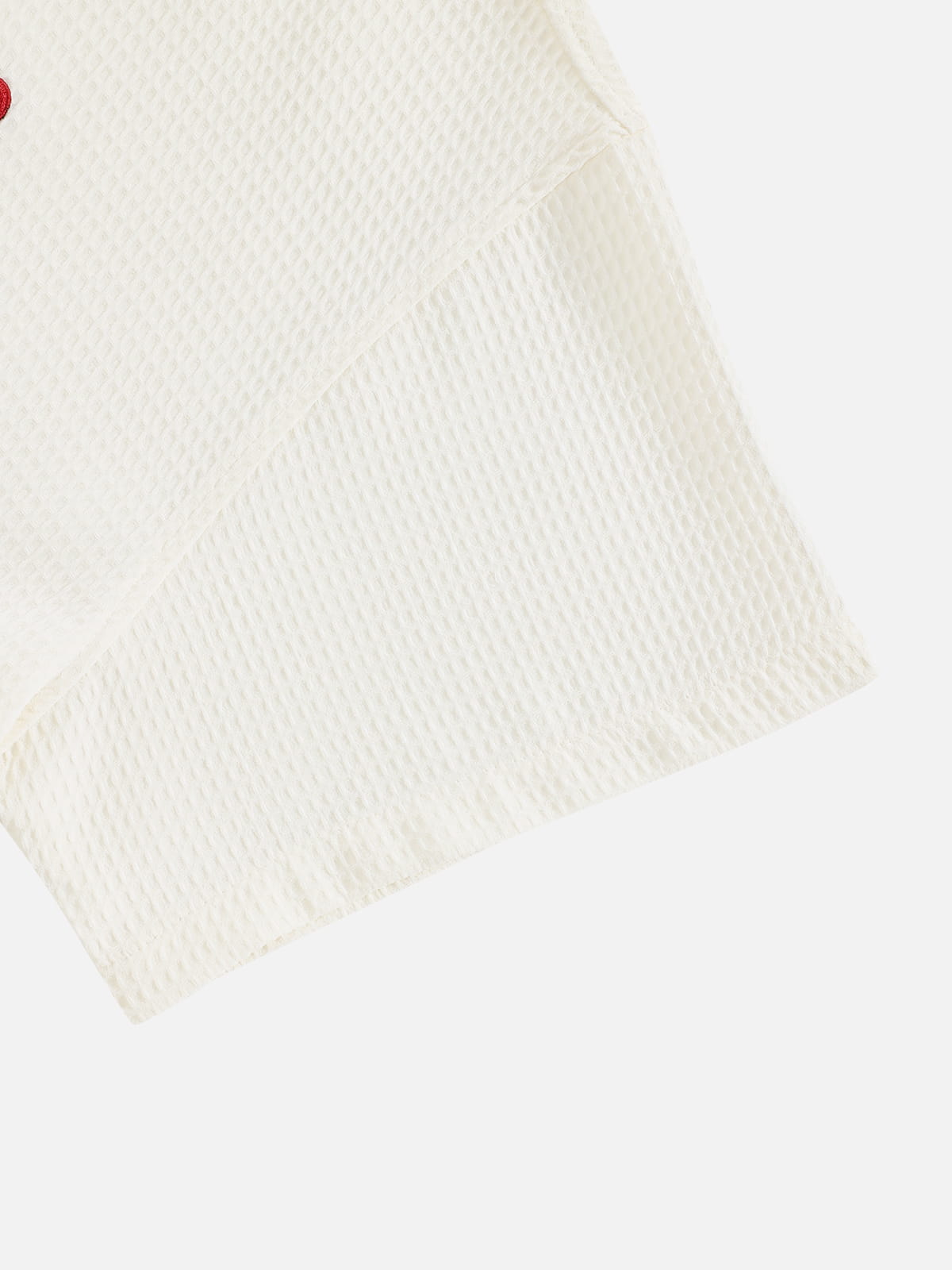 Boxy Dachshund Embroidery Short Sleeve Shirt White - Aelfric Eden