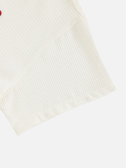 Boxy Dachshund Embroidery Short Sleeve Shirt White - Aelfric Eden