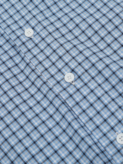 Plaid Layered Long Sleeve Shirt Blue - Aelfric Eden