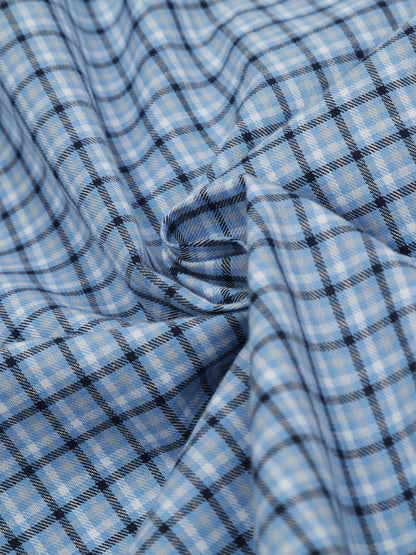 Plaid Layered Long Sleeve Shirt Blue - Aelfric Eden