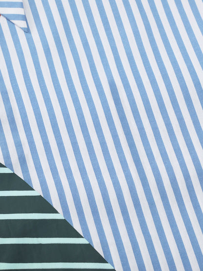 Necktie Graphic Stripe Long Sleeve Shirt Blue - Aelfric Eden