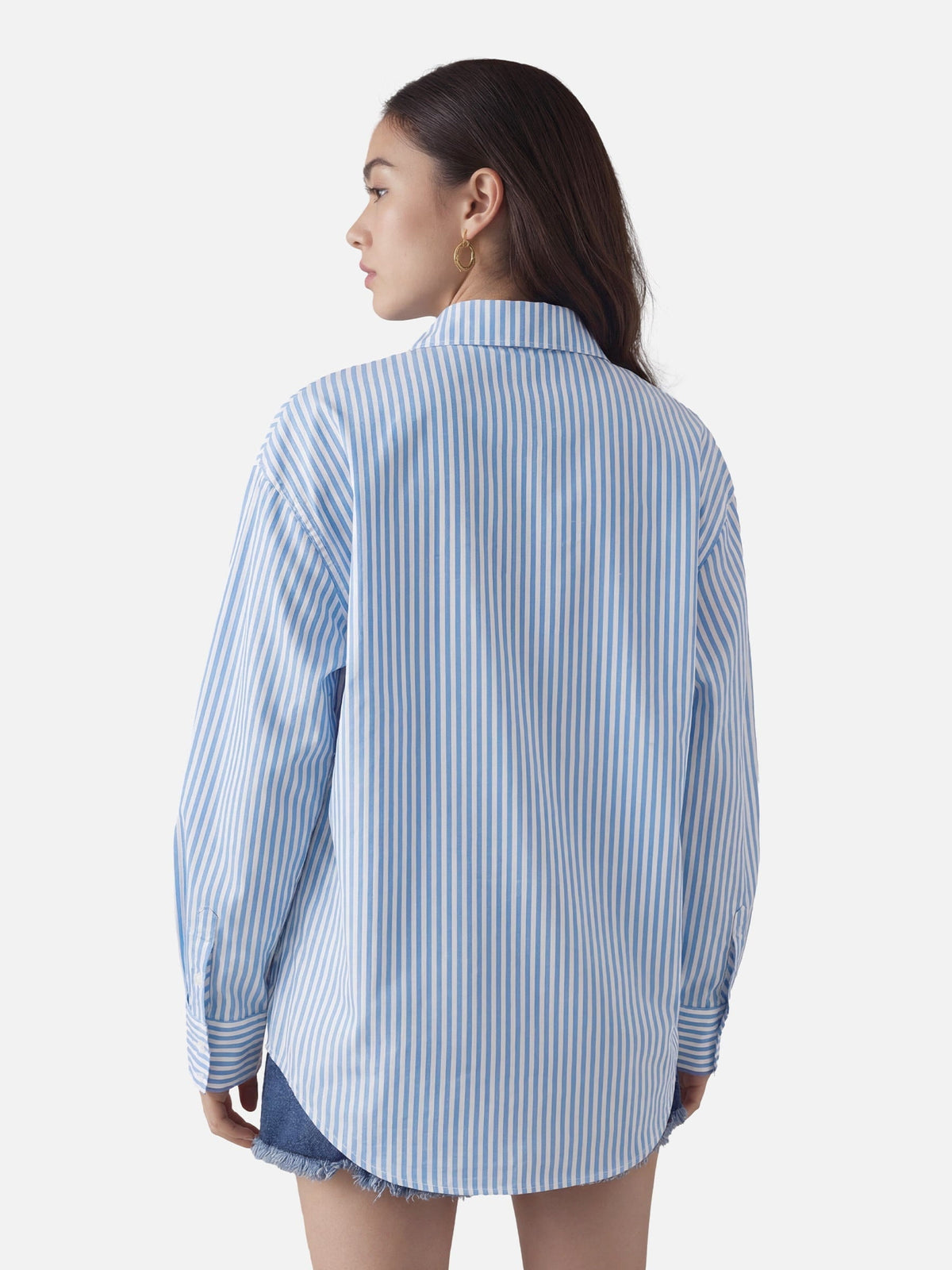 Necktie Graphic Stripe Long Sleeve Shirt Blue - Aelfric Eden