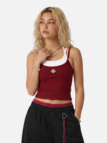 Contrast Layered Padded Cami Top Red - Aelfric Eden
