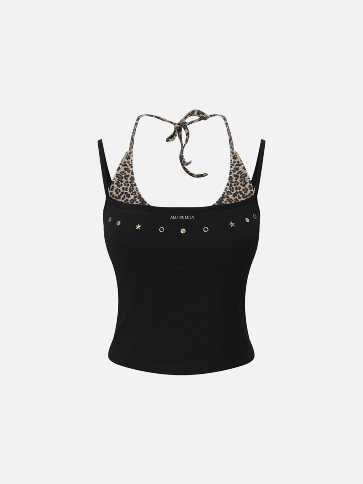 Leopard Halter Studded Cami Top Brown - Aelfric Eden