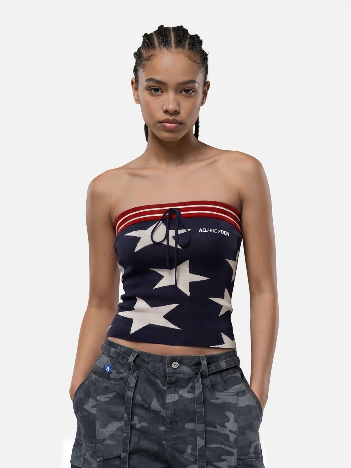 Star Knit Tube Top Dark Blue - Aelfric Eden