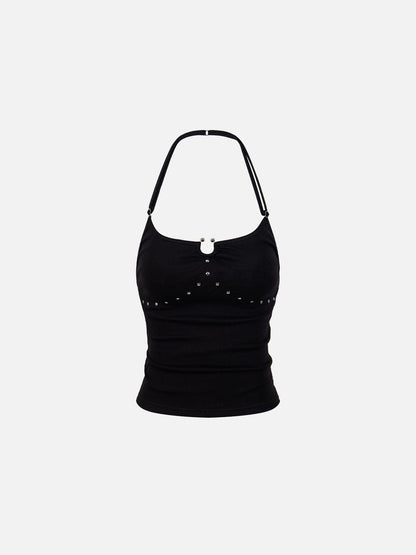 Studded Halter Tank Top Black - Aelfric Eden
