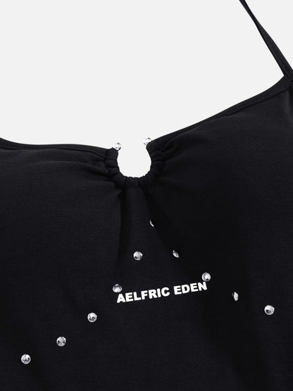Studded Halter Tank Top Black - Aelfric Eden