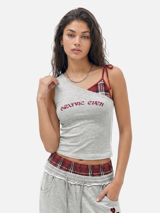Plaid Layered Cami Top Grey - Aelfric Eden