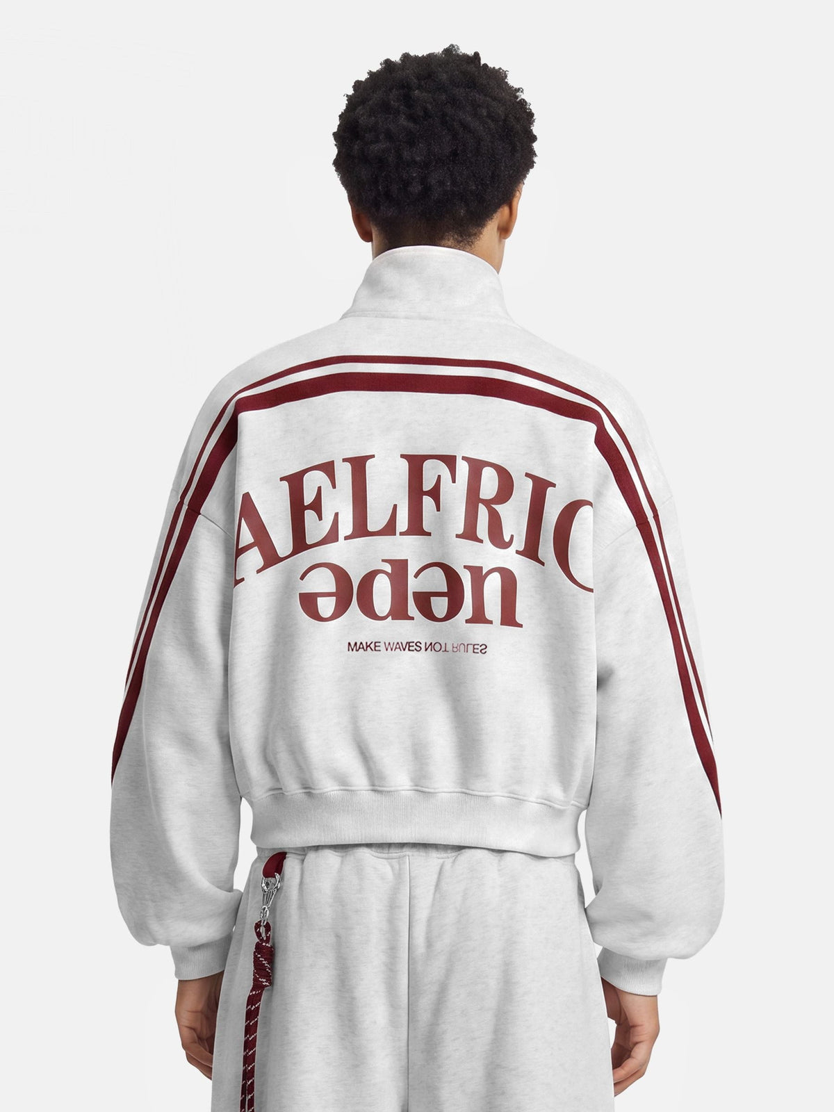 [Pre-Order] Boxy Striped Quarter-Zip Sweatshirt Grey - Aelfric Eden