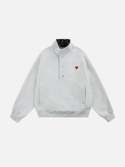 Boxy Botton Neck Sweatshirt White - Aelfric Eden