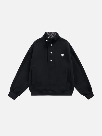 Boxy Botton Neck Sweatshirt White - Aelfric Eden