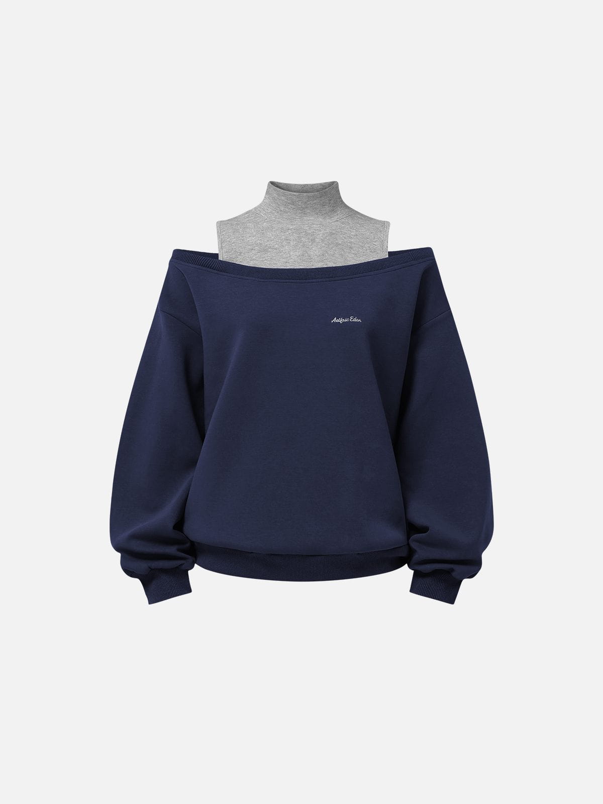 Boxy Layered Off-The-Shoulder Sweatshirt Dark Grey - Aelfric Eden
