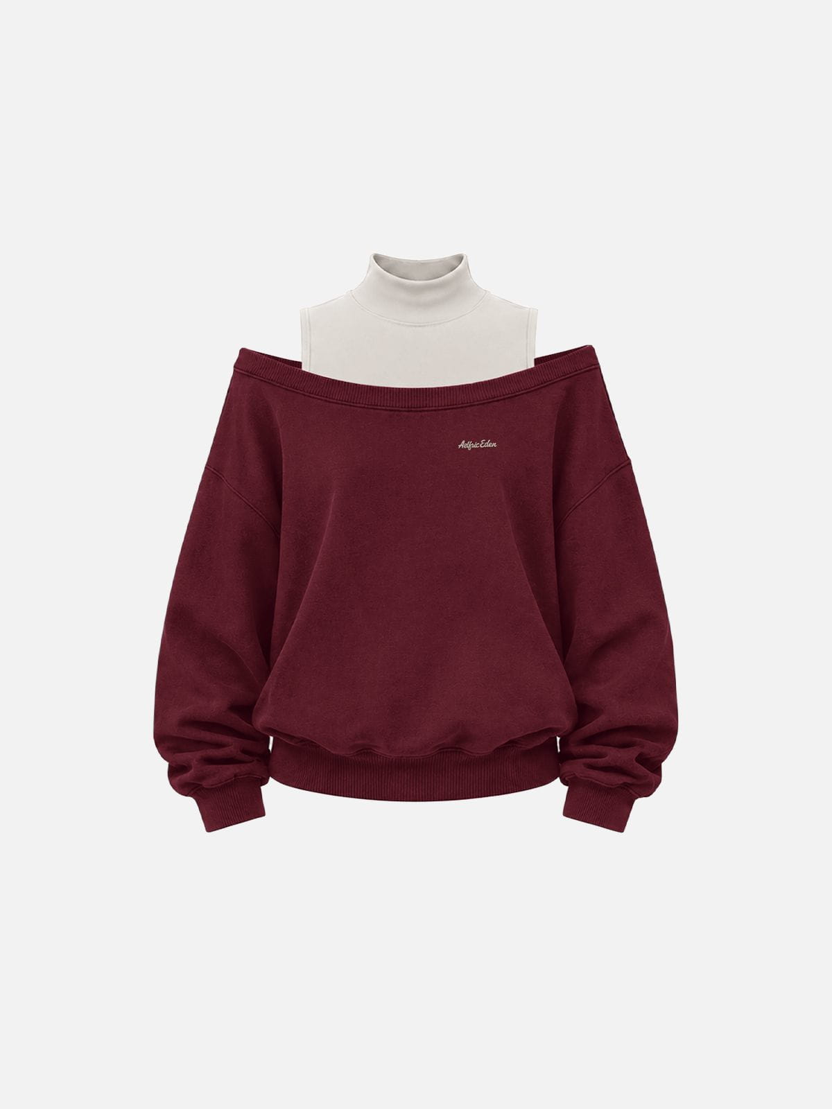 Boxy Layered Off-The-Shoulder Sweatshirt Dark Grey - Aelfric Eden