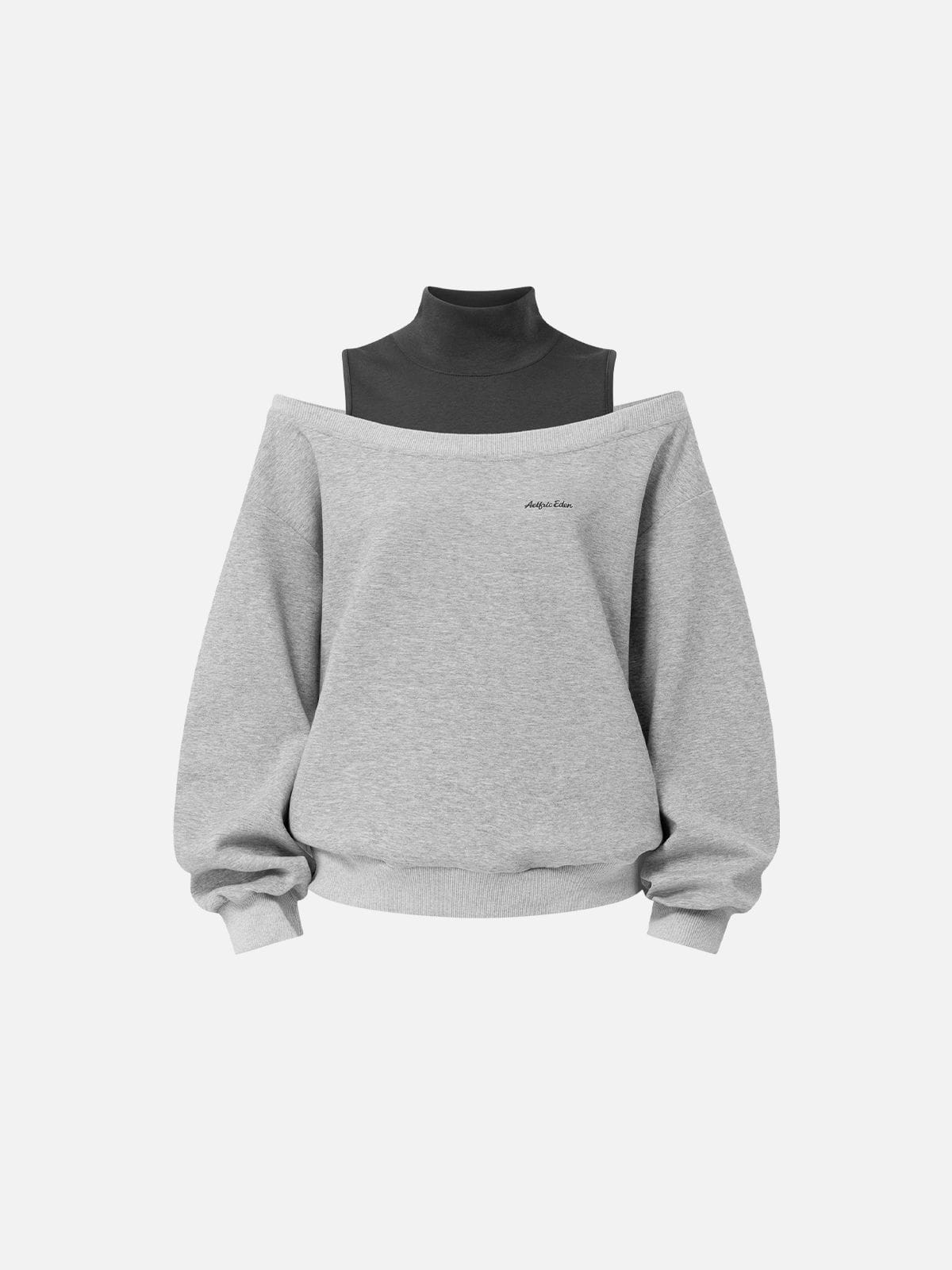 Boxy Layered Off-The-Shoulder Sweatshirt Dark Grey - Aelfric Eden