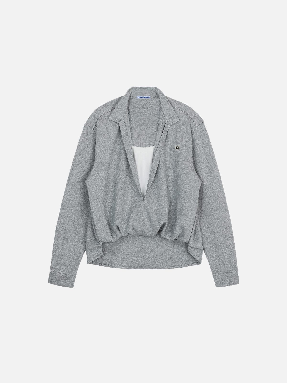 Deep V-Neck Layered Sweatshirt Grey - Aelfric Eden