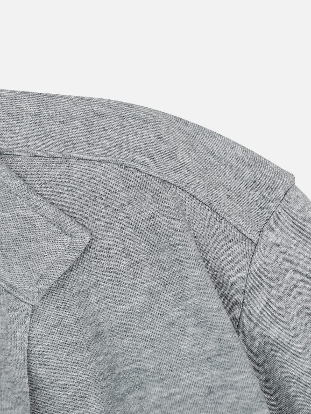 Deep V-Neck Layered Sweatshirt Grey - Aelfric Eden