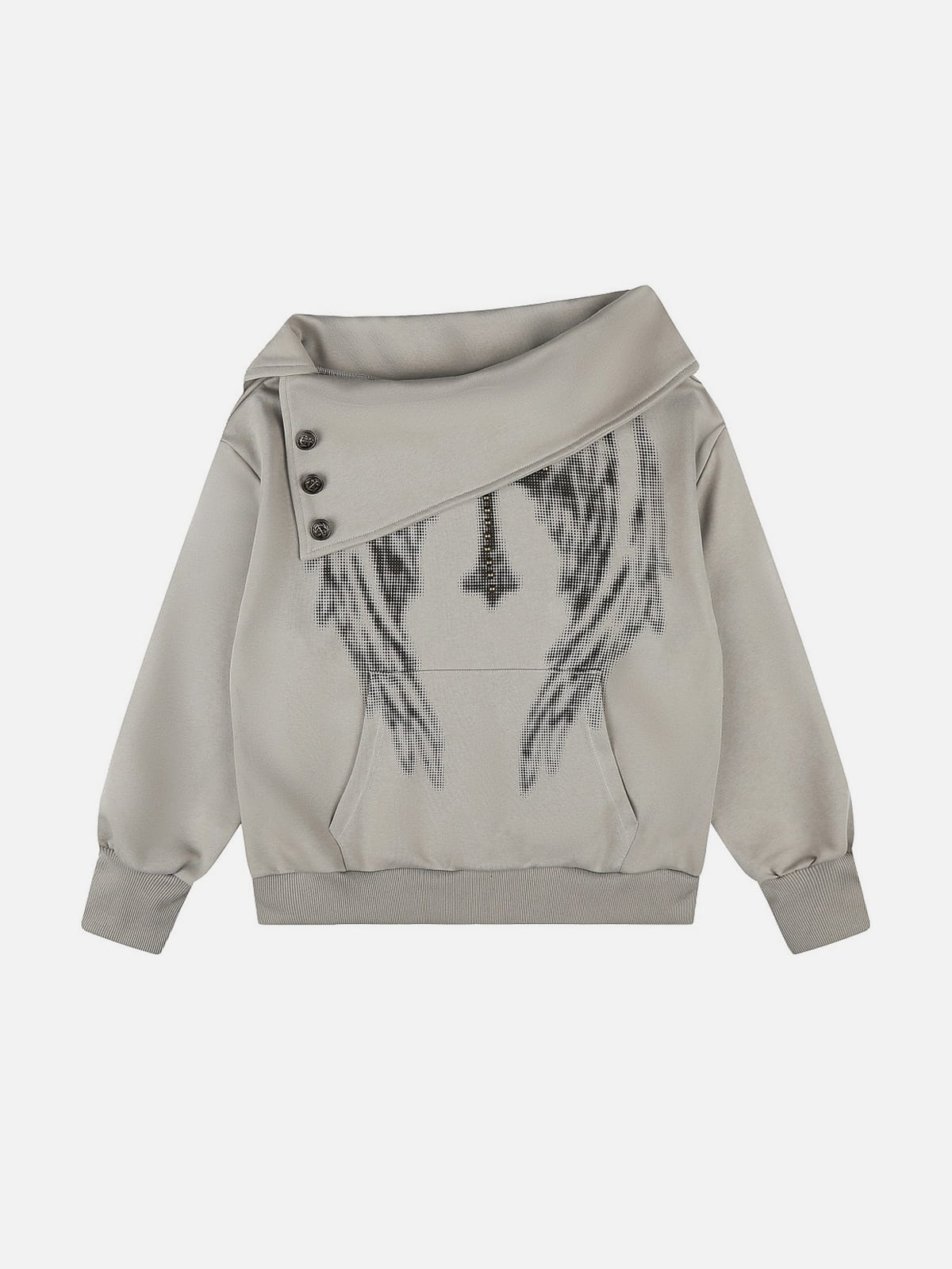 Graphic Off-The-Shoulder Sweatshirt Grey - Aelfric Eden