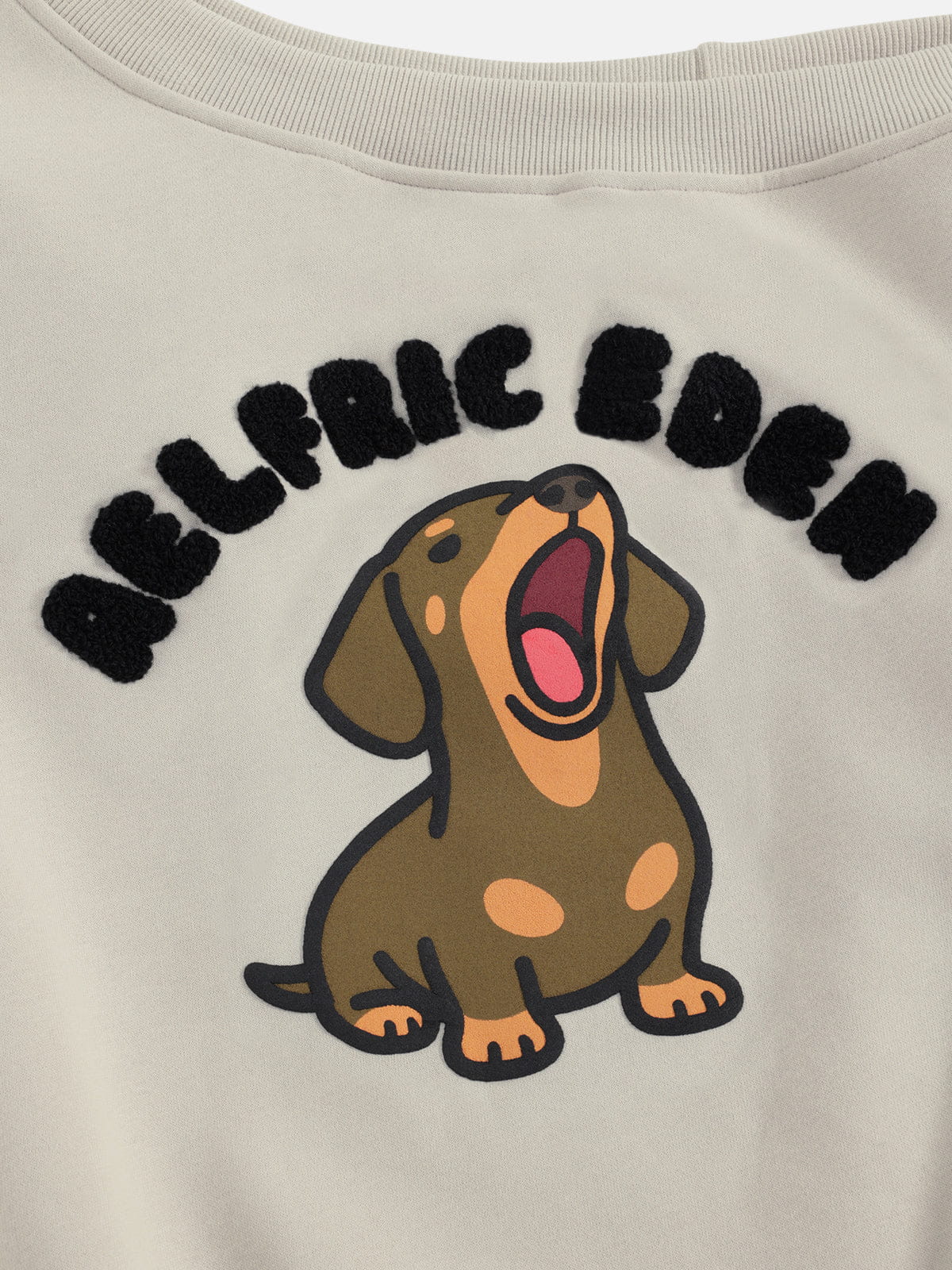 Dachshund Off-The-Shoulder Sweatshirt Khaki - Aelfric Eden