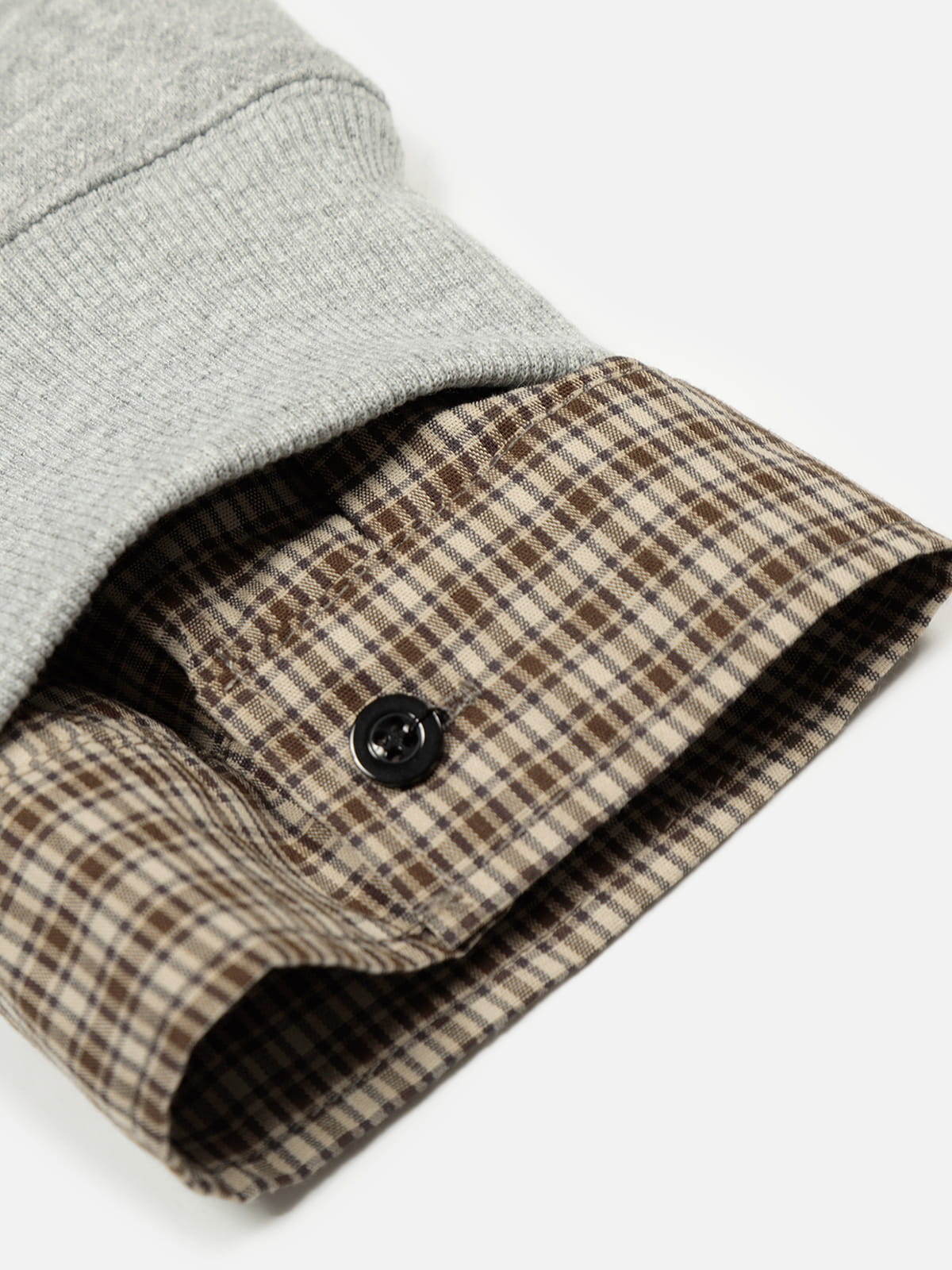 Boxy Plaid Collar Sweatshirt Grey - Aelfric Eden