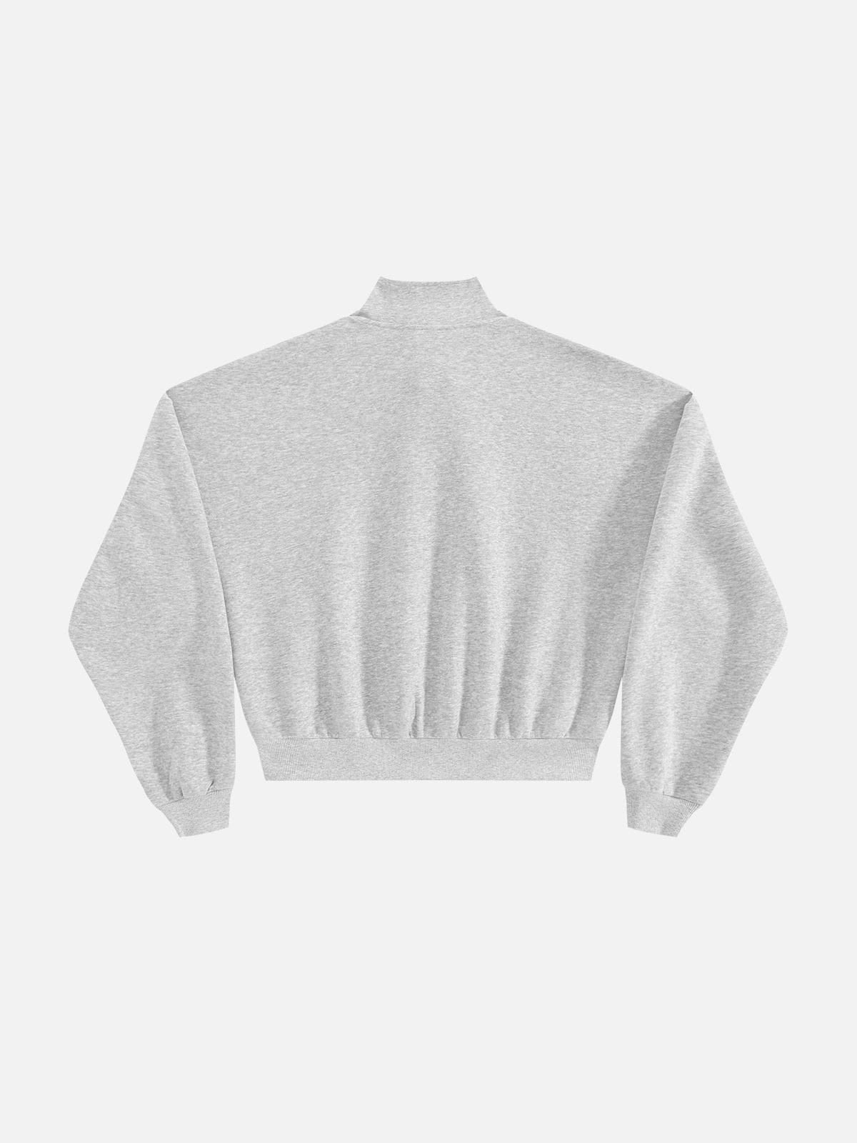 [Pre-Order] Dachshund Embroidery Quarter-Zip Sweatshirt Grey - Aelfric Eden