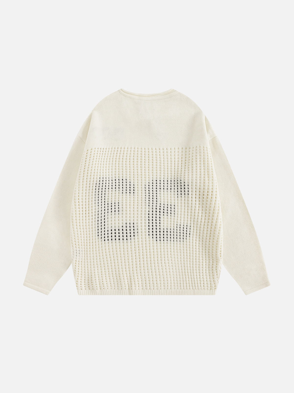 Number Eyelet Knit Sweater Apricot - Aelfric Eden