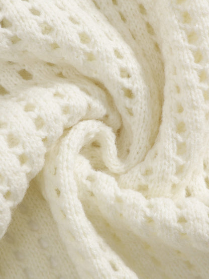 Number Eyelet Knit Sweater Apricot - Aelfric Eden