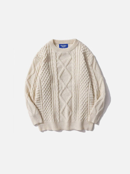 Retro 90s Cable Knit Sweater Apricot - Aelfric Eden