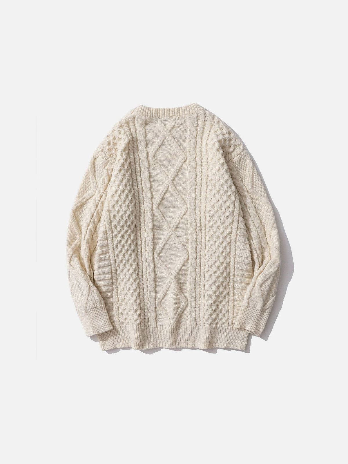 Retro 90s Cable Knit Sweater Apricot - Aelfric Eden