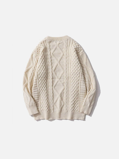 Retro 90s Cable Knit Sweater Apricot - Aelfric Eden