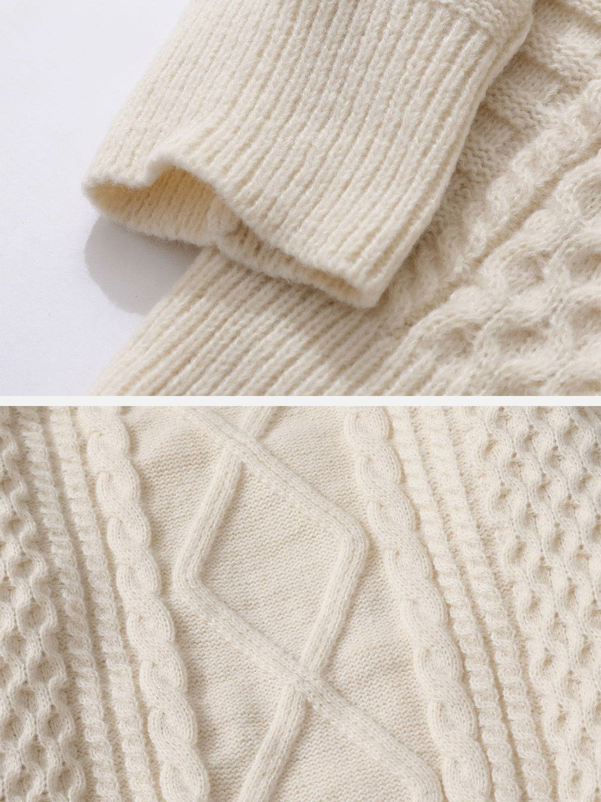 Retro 90s Cable Knit Sweater Apricot - Aelfric Eden