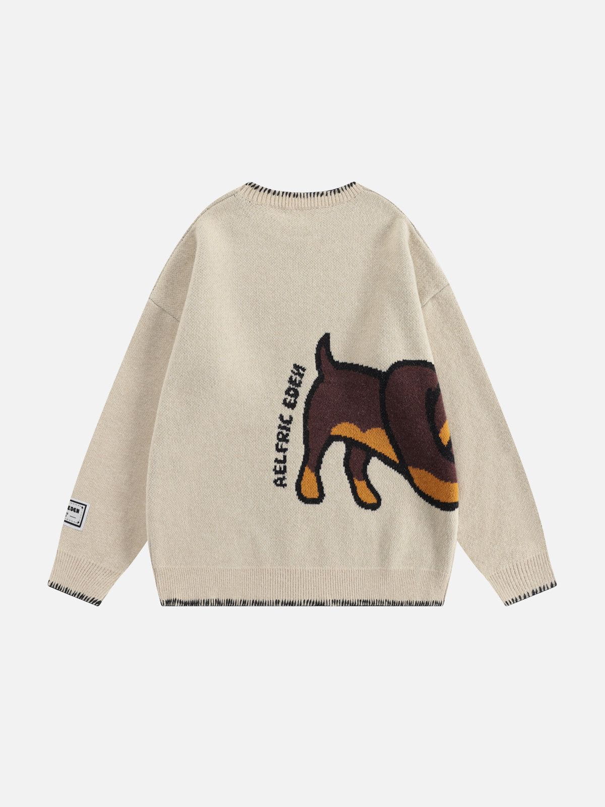 Hand Drawn Dachshund Jacquard Sweater Apricot - Aelfric Eden