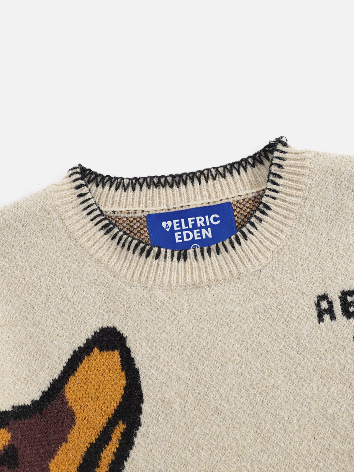 Hand Drawn Dachshund Jacquard Sweater Apricot - Aelfric Eden