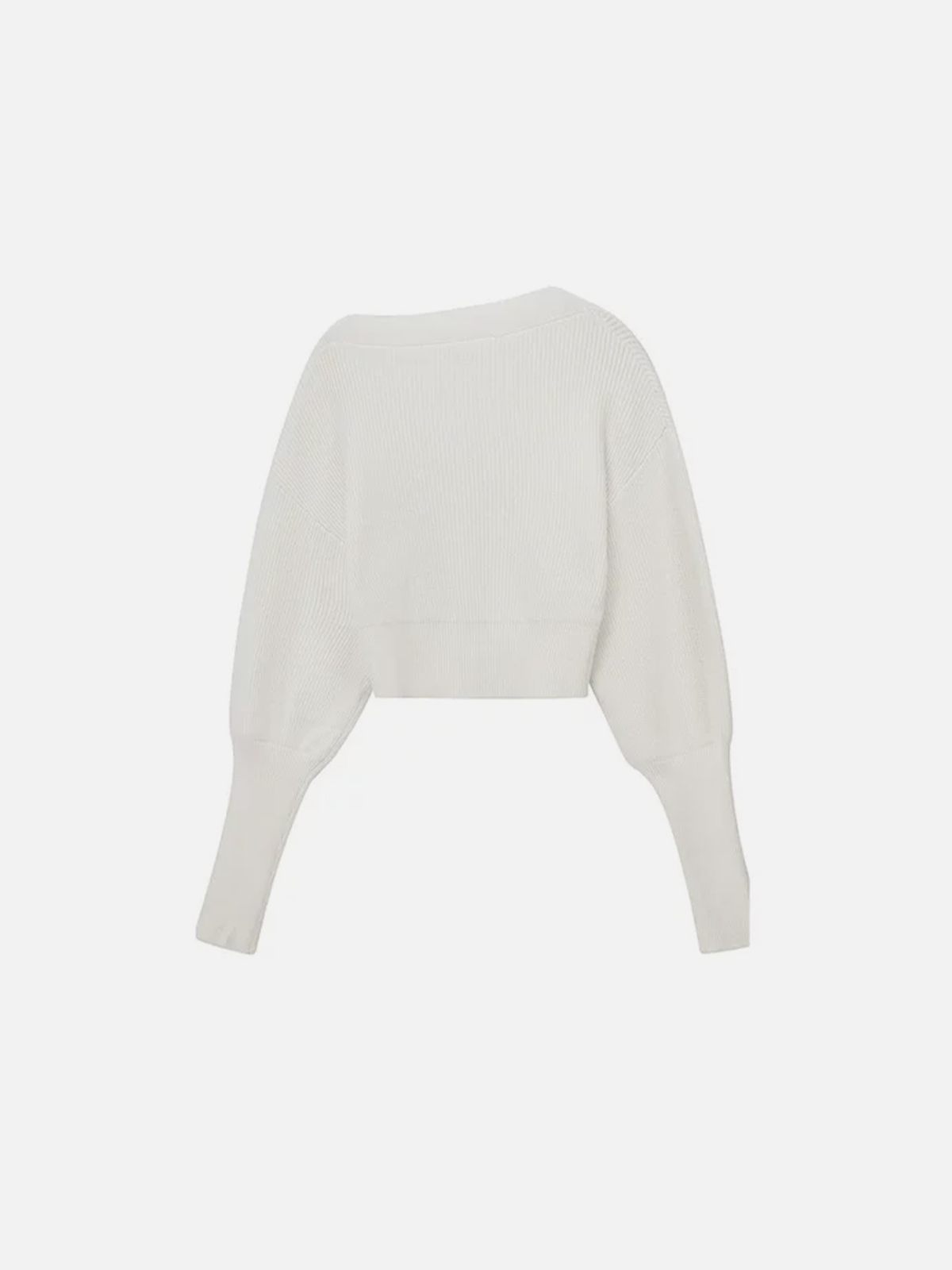 Cropped Shoulder Button Sweater White - Aelfric Eden