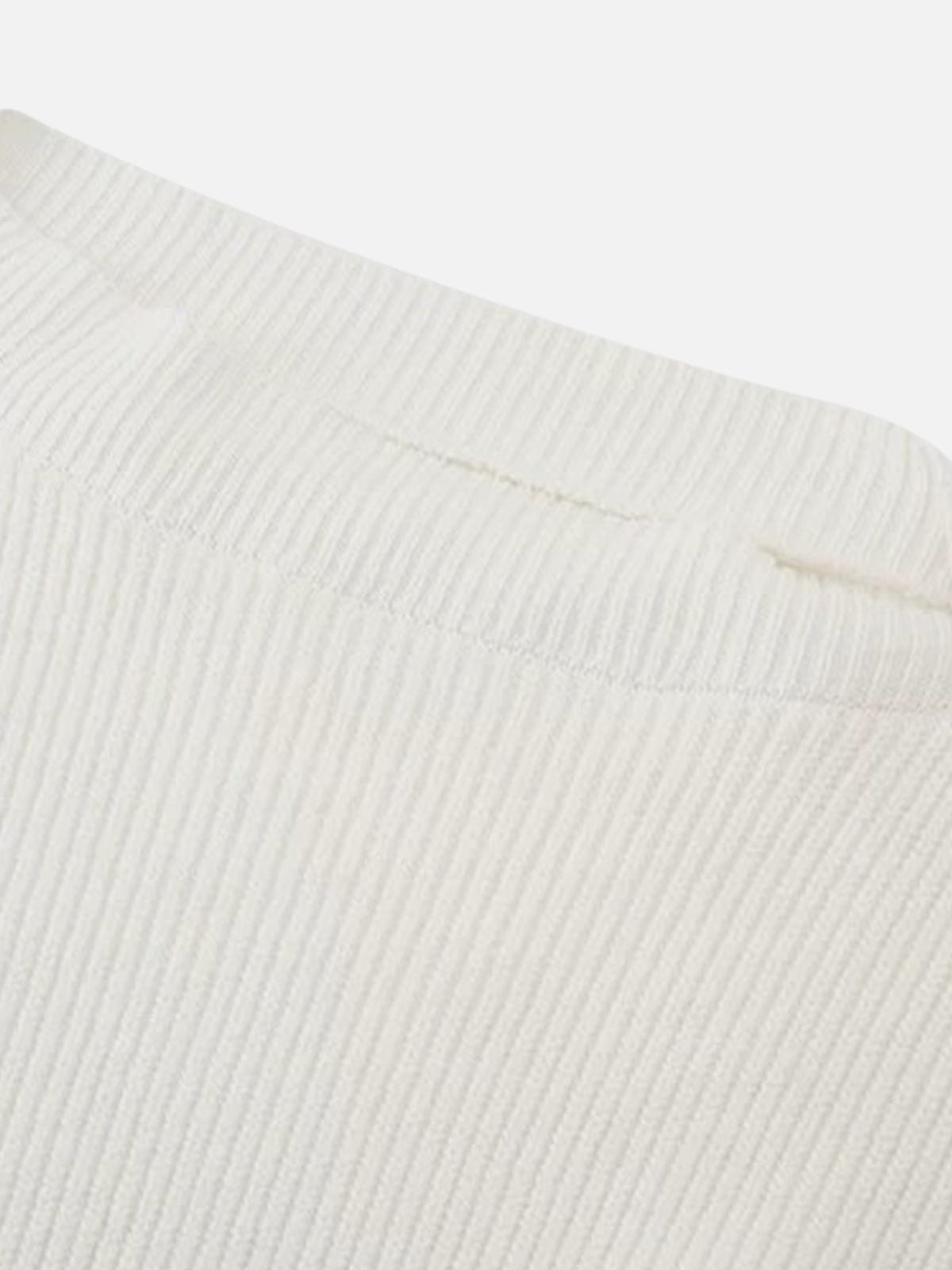 Cropped Shoulder Button Sweater White - Aelfric Eden