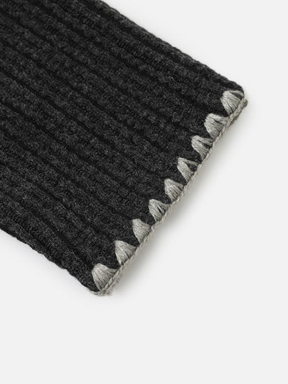 Contrast Stitch Polo Sweater Black - Aelfric Eden