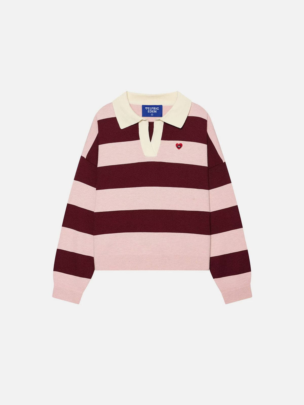 Polo Collar Striped Sweater Red - Aelfric Eden