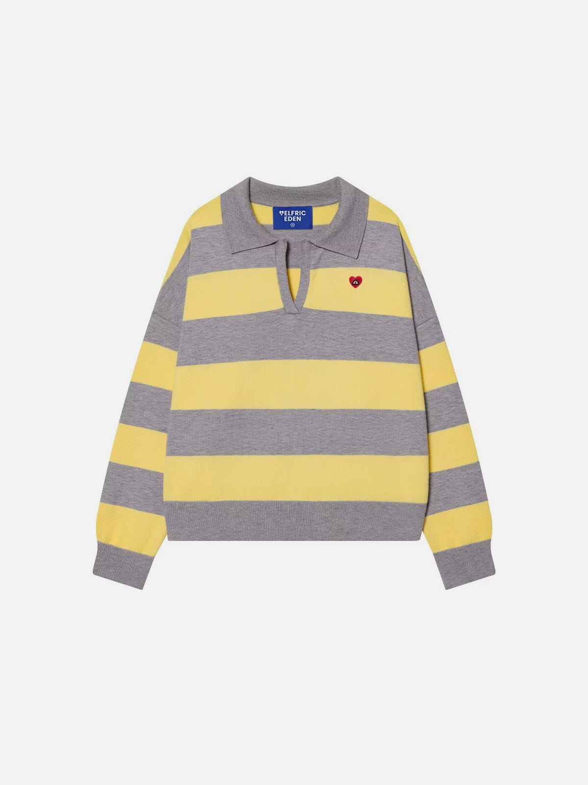 Polo Collar Striped Sweater Red - Aelfric Eden