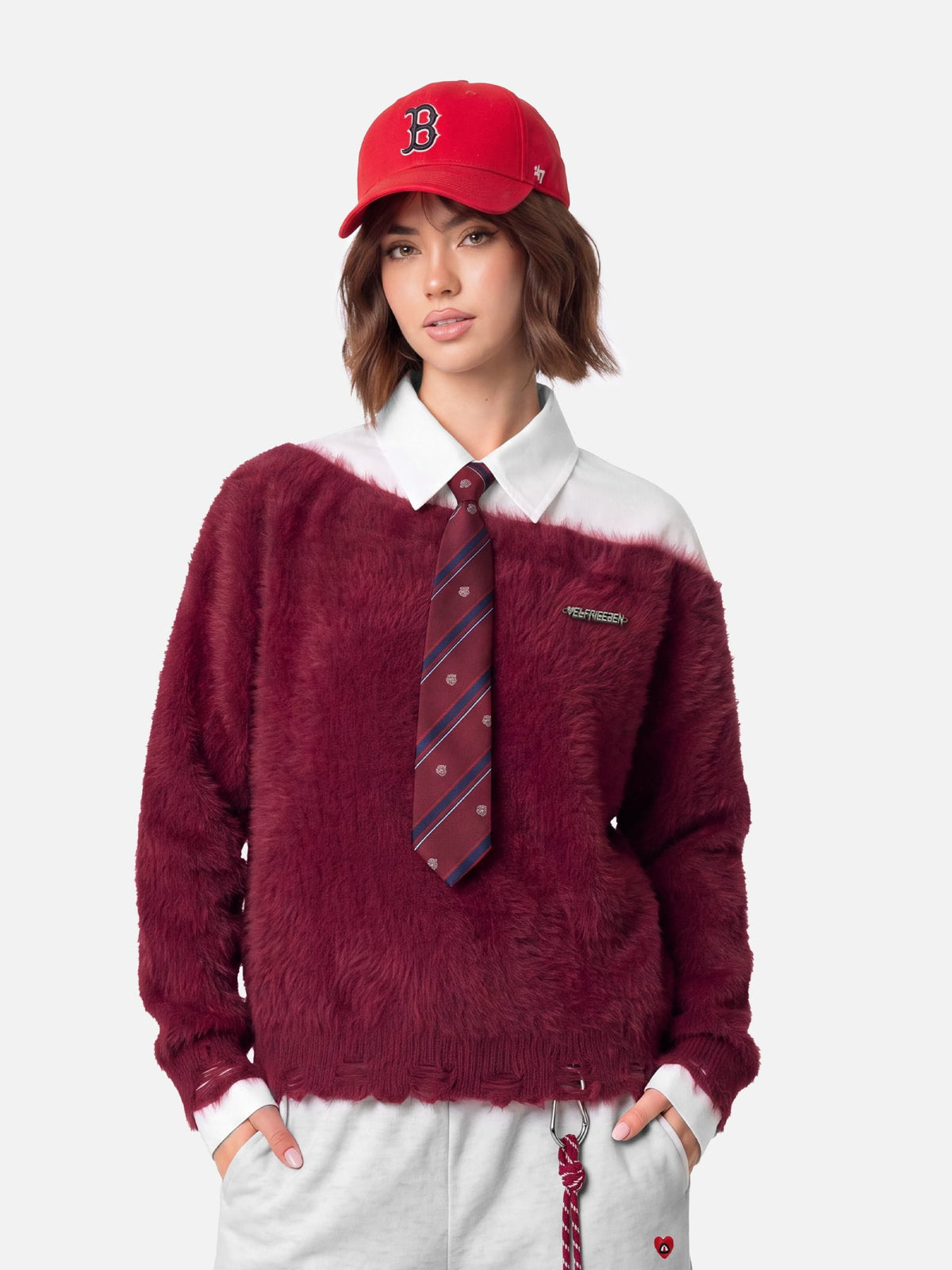 Tie Two Layer Sweater Red - Aelfric Eden